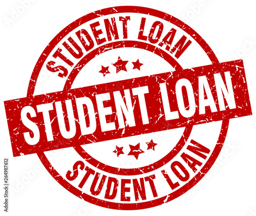 student loan round red grunge stamp