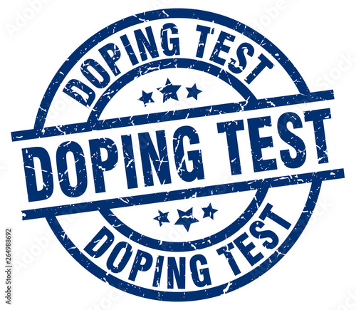 doping test blue round grunge stamp