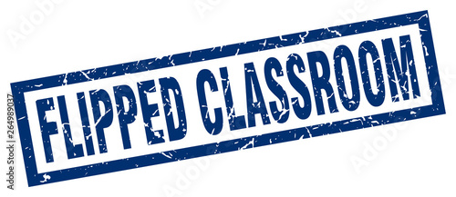 square grunge blue flipped classroom stamp