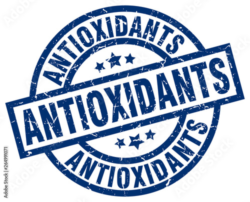 antioxidants blue round grunge stamp