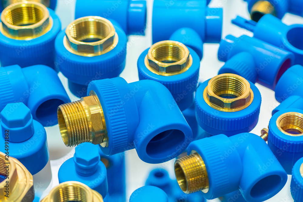 PVC Pipe connections, PVC Pipe fitting, PVC Coupling. Stainless steel  Fittings for pipes. Details pipes different types collection of water tube  industry gas valve Stock Photo | Adobe Stock