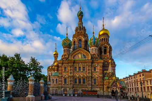 St. Petersburg. Russia. Cathedral of the Resurrection of Christ in the evening lights. Church of the Savior on Blood. Griboyedov Canal. Monuments of Petersburg. Russian churches. Sights of Petersburg