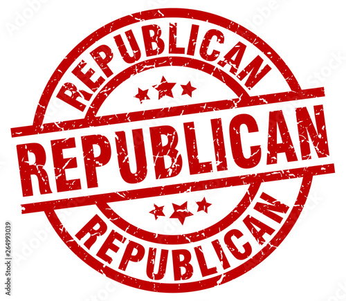 republican round red grunge stamp