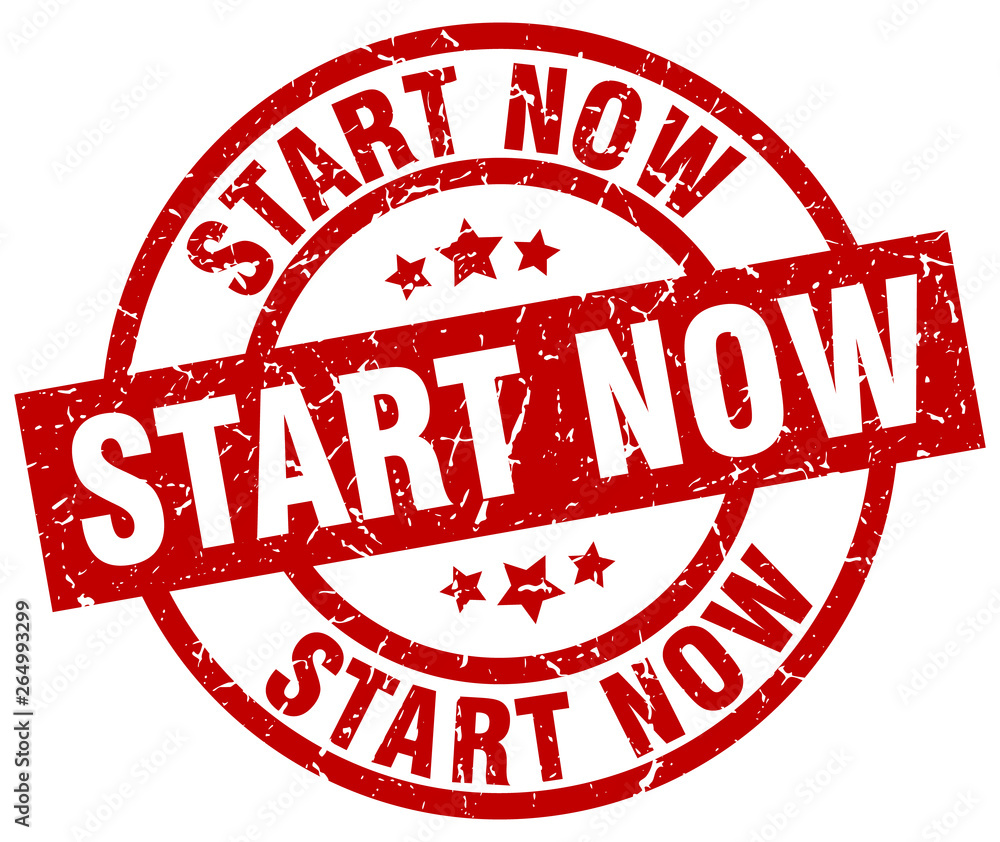 start now round red grunge stamp start now round red grunge stamp