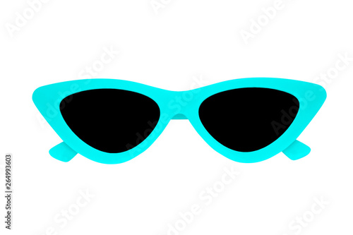 Fashion Blue bright Sunglasses isolated on white backgound