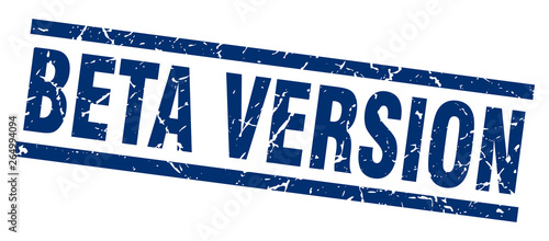 square grunge blue beta version stamp