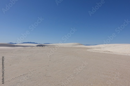 View of the White Sands National Monument with its gypsum sand dunes in the northern Chihuahuan Desert in New Mexico, United States