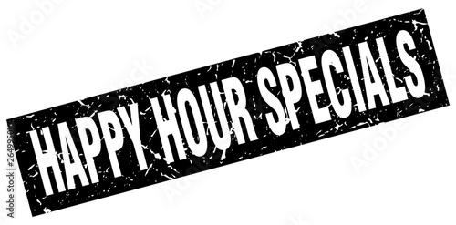 square grunge black happy hour specials stamp