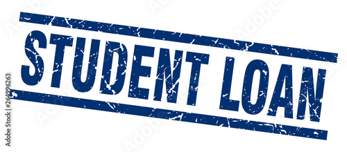 square grunge blue student loan stamp