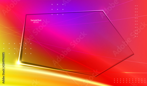 Abstract red design with shiny lines and polygonal transparent frame
