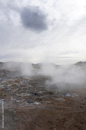 Mystical Hverir sulfur field near Myvatn on Iceland in summer