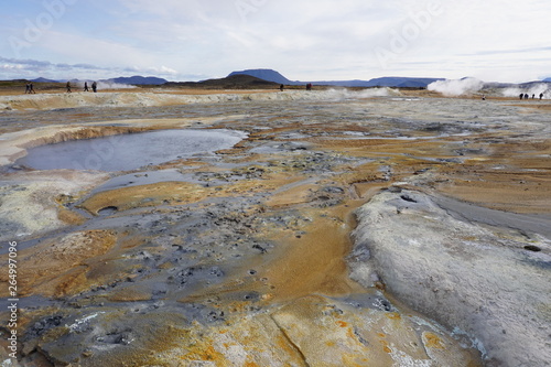 Mystical Hverir sulfur field near Myvatn on Iceland in summer