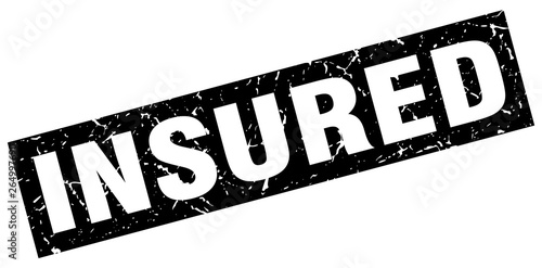 square grunge black insured stamp