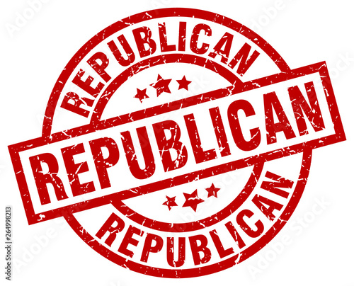 republican round red grunge stamp