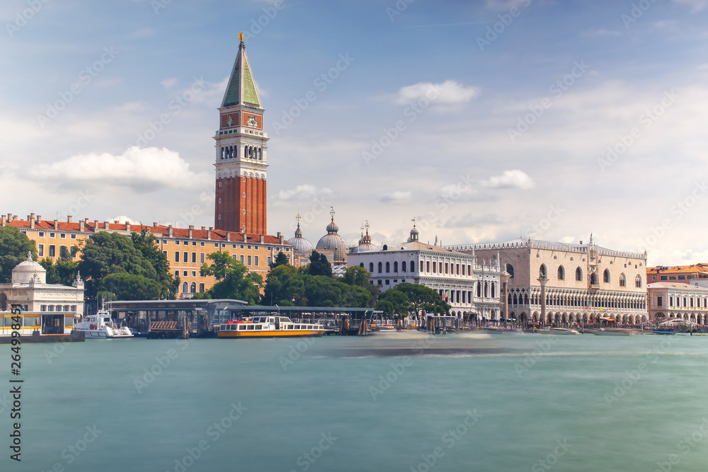View of Grand Canal and St. Mark's Campanile in Venice, Italy