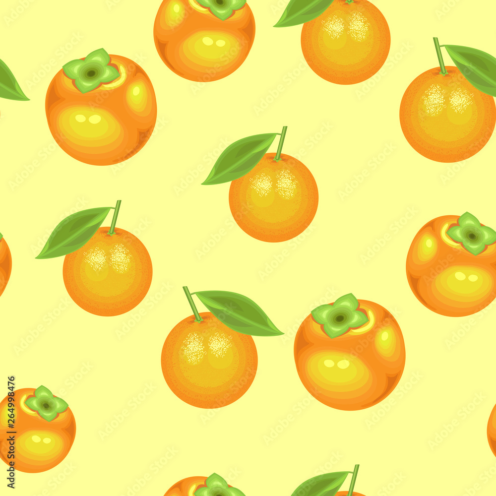 A fancy pattern. Ripe beautiful fruit. Suitable as wallpaper in the kitchen, as a background for packaging products. Creates a festive mood. Vector illustration