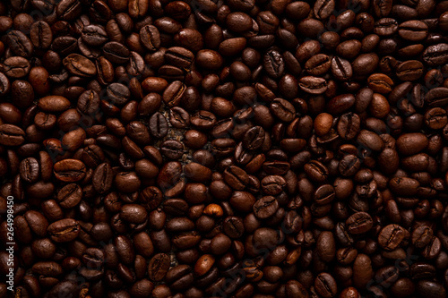 Roasted coffee beans closeup. Background