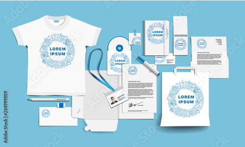 Corporate identity of the company. Stock vector mockup set. Template design elements company. Illustration of a set of design templates for business company. Stationery branding design template kit