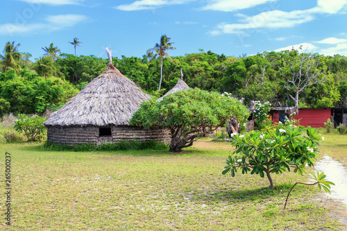 Traditional Kanak houses on Ouvea Island,  Loyalty Islands, New Caledonia photo