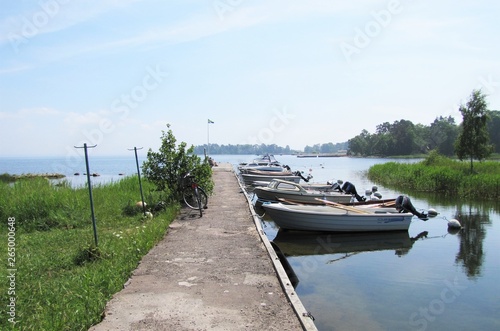 Summer in Sweden at wharf and sea