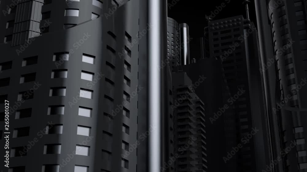 3d render of big buidings with camera that has loopable rotation ...