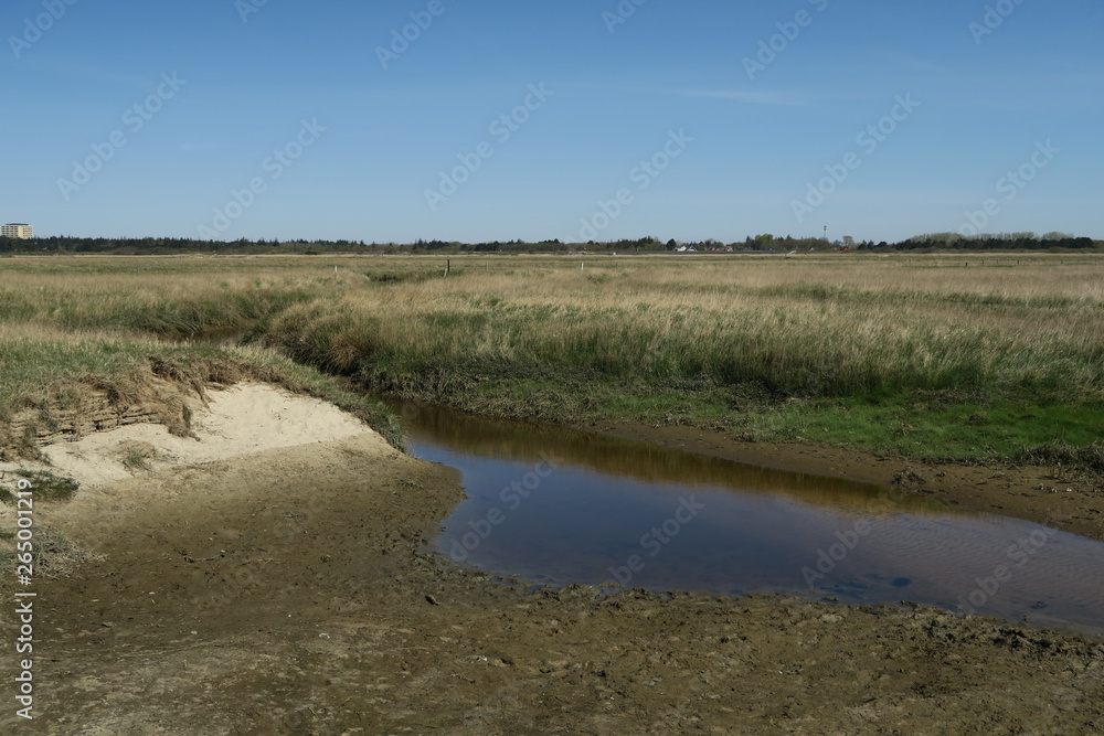 Priel bei Niedrigwasser nahe des Strands von Sankt Peter Ording, Ortsteil Böhl Priel bei Niedrigwasser nahe des Strands von Sankt Peter Ording, Ortsteil Böhl