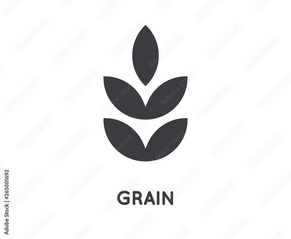 Fototapeta premium Grain Icon. Grain Glyph Design Concept. Agriculture, Farming and Gardening. Simple Element Vector illustration on white background.