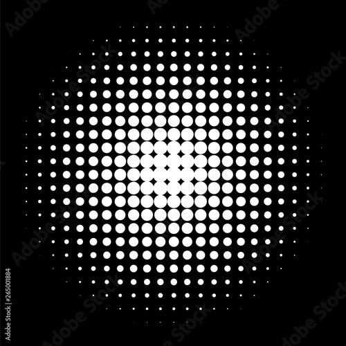 Circle in Halftone, Halftone Dot Pattern, Vector Illustration.