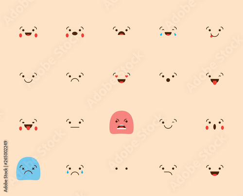 Set of Emoticons Stickers, Emoji. Vector Illustration.