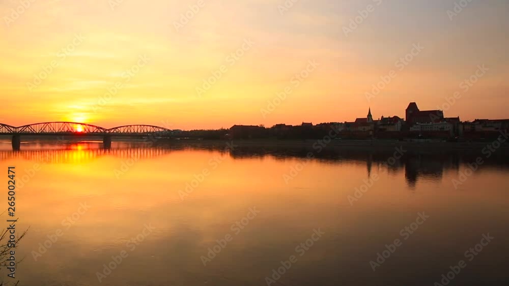 Amazing sunset over Vistula river in Torun, Poland Amazing sunset over Vistula river in Torun, Poland