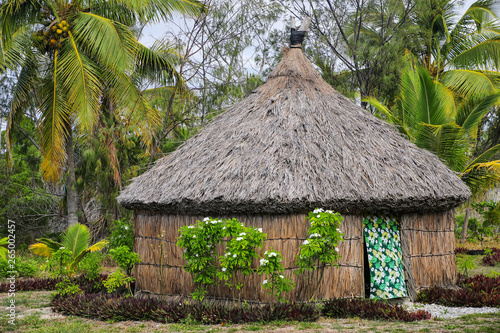 Traditional Kanak house on Ouvea Island, Loyalty Islands, New Caledonia