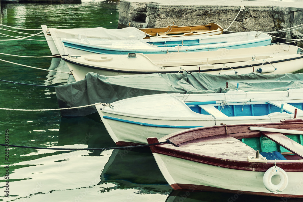 Colorful boats in dock