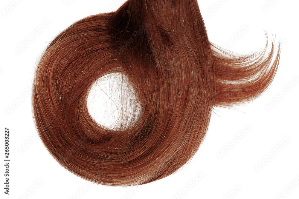 Long henna hair isolated on white background. In shape of circle Long henna hair isolated on white background. In shape of circle
