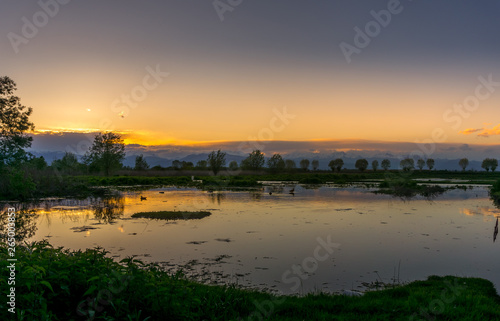Lake of Racconigi, near Turin, at golden hour