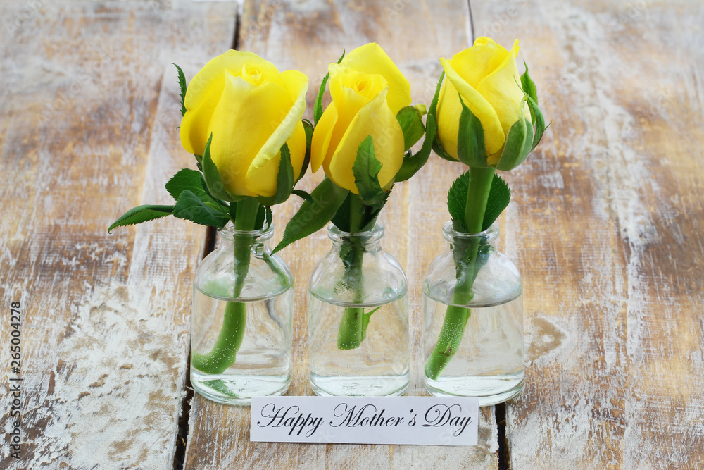 Happy Mothers Day Yellow Roses