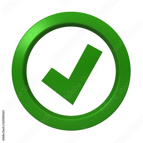 check mark sign tick symbol tally ok icon green 3d rendering graphic isolated on white background