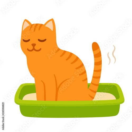Cartoon cat pooping