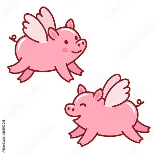 Cute flying pigs