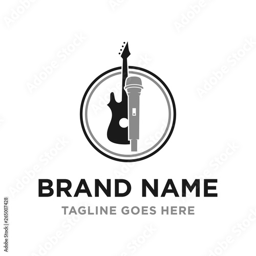 microphone and guitar logo design