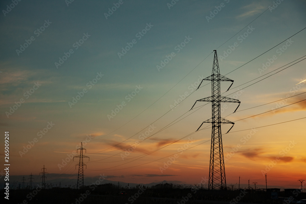 Fototapeta premium line with color beautiful sunset