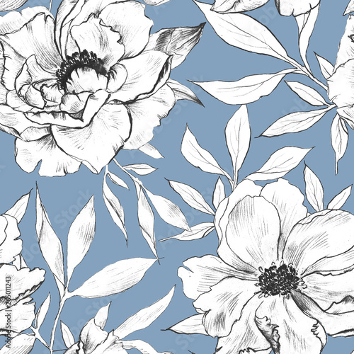 Elegance seamless pattern with floral background.