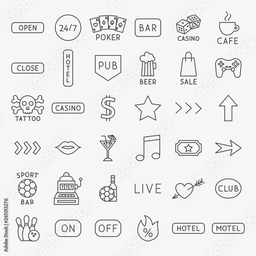 Bar Signs Line Icons Set
