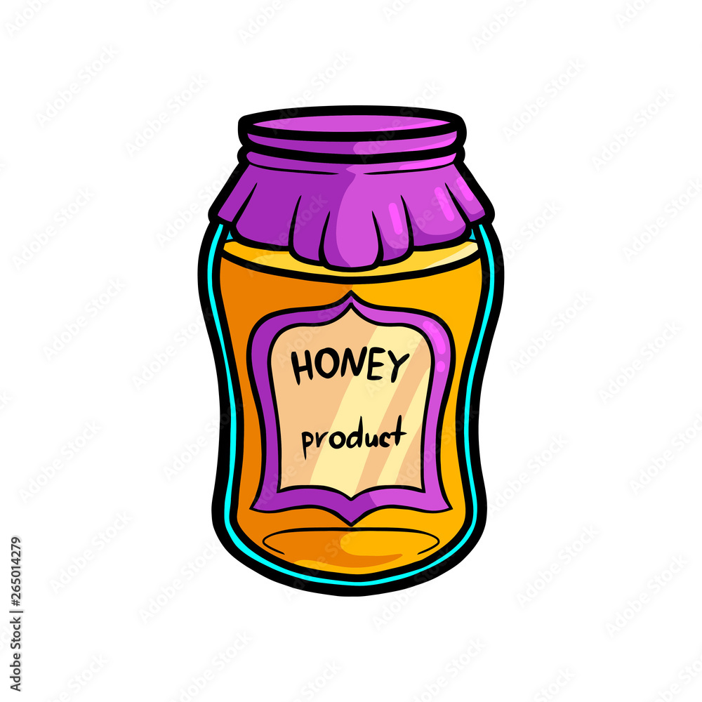 Fresh glass jar of honey product, from lovely grandpa Fresh glass jar of honey product, from lovely grandpa