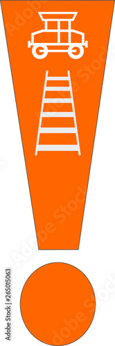 Fotografi orange exclamation mark with locomotive