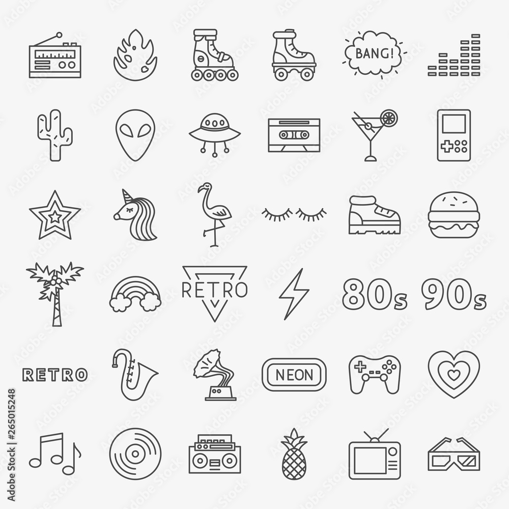 Retro Line Icons Set Retro Line Icons Set