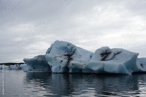 Jokulsarlon with big ice rocks insummer on Iceland