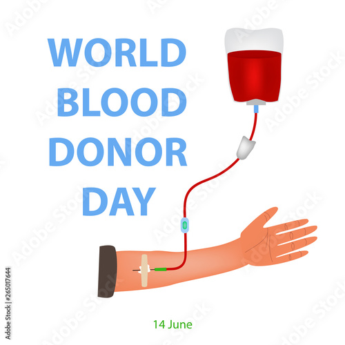World Blood Donor Day. 14 June. Dropper. Hand. Infographics. Vector illustration on isolated background.
