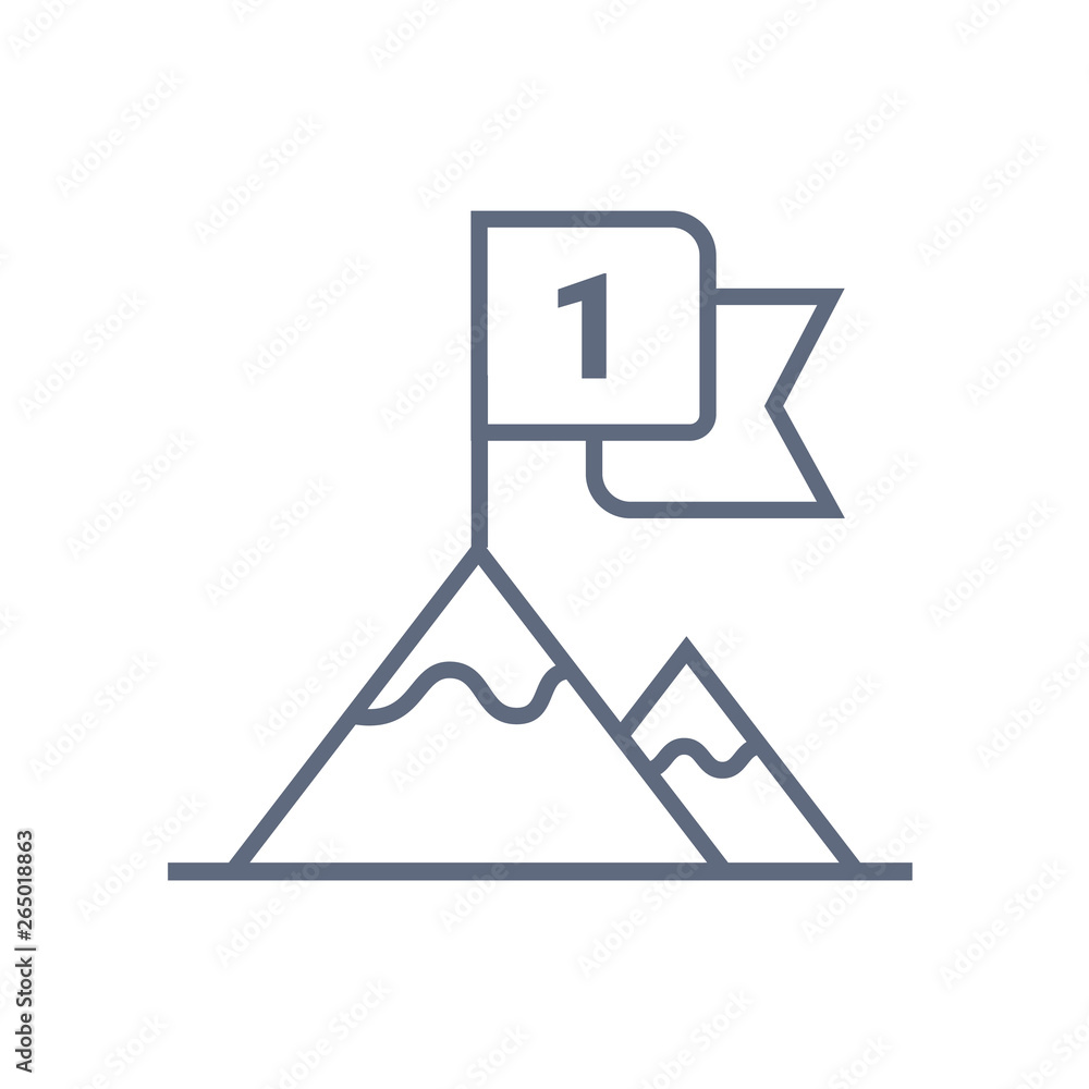 Flag on mountain top line icon, outline vector sign, linear style pictogram isolated on white. Achievement symbol, logo illustration. Editable stroke. Pixel perfect vector graphics Flag on mountain top line icon, outline vector sign, linear style pictogram isolated on white. Achievement symbol, logo illustration. Editable stroke. Pixel perfect vector graphics