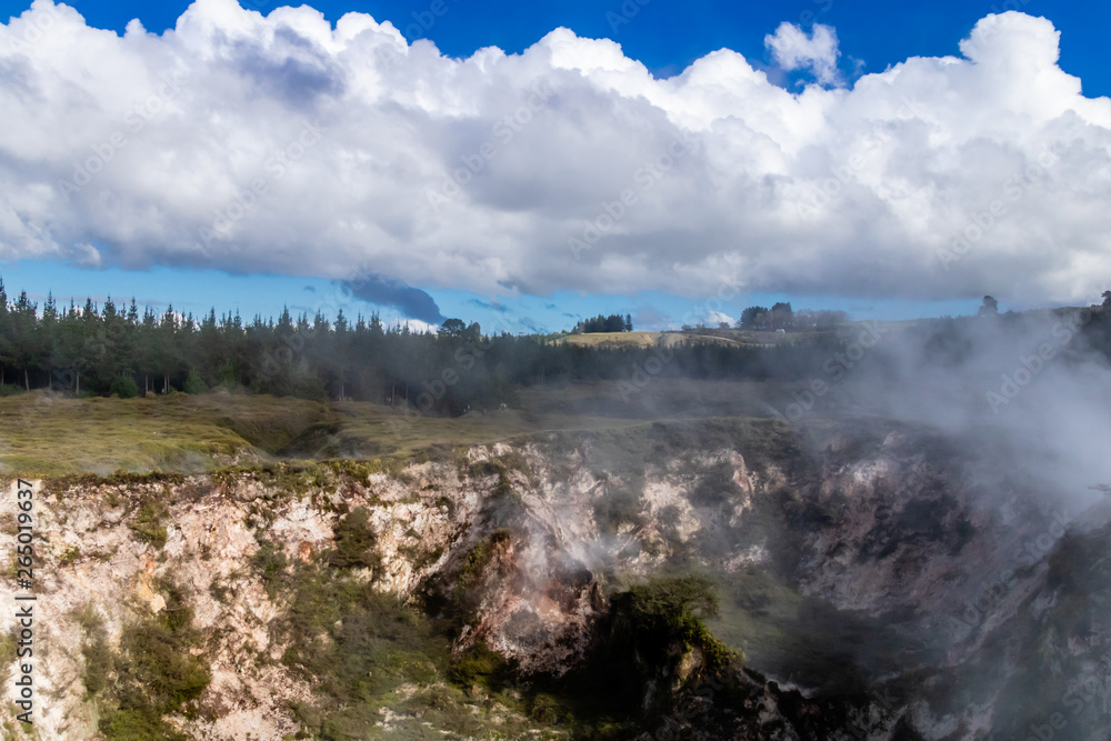Geo thermal vents and pools dot the landscape at Craters of the Moon, Taupo, New Zealand Geo thermal vents and pools dot the landscape at Craters of the Moon, Taupo, New Zealand