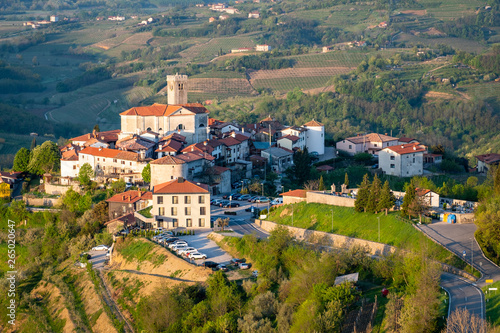 Village Šmartno between vineyards in wine region Brda in Slovenia